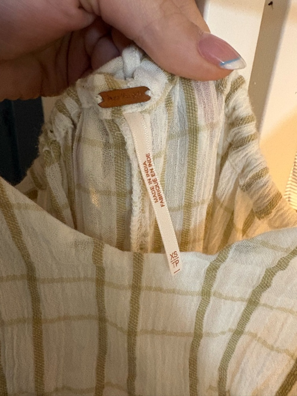 Free People Cream Plaid Tiered Maxi Dress - Picture 3 of 3